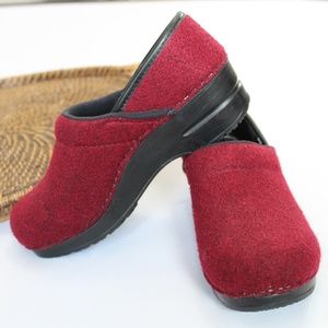 Dansko Maroon Felted Wool Clogs Size 36 5.5 6
